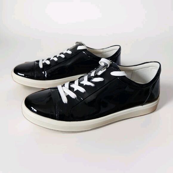 ECCO Soft 7 W 2.0 Sneaker Black Patent Leather Size 10 /10,5 Pre-owned - Picture 2 of 8